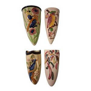 Lot of 4 Made In Japan Vintage Ceramic Bird Wall Pocket Vases